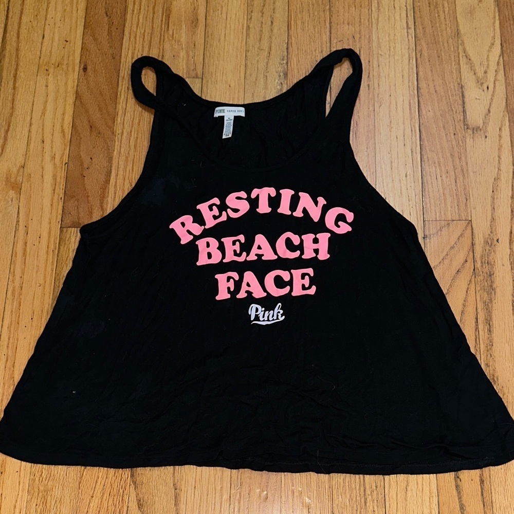 PINK Victoria's Secret Black Top with Pink Accents